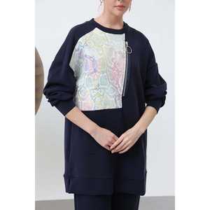 ชุดกางเกงถักนิตติ้งผู้หญิง Ecrublue แขนยาว สไตล์มินิมอล เสื้อระบายอากาศดี พร้อมรายละเอียดซิปด้านหน้าลายแจ็คการ์ด รุ่น 14312TKS - Product Image 5