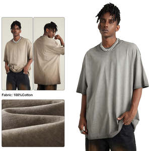 เสื้อยืดผ้าฝ้ายสำหรับผู้ชายน้ำหนักมากเสื้อโอเวอร์ไซส์ลายกรดแบบวินเทจสำหรับใส่100% - Product Image 3