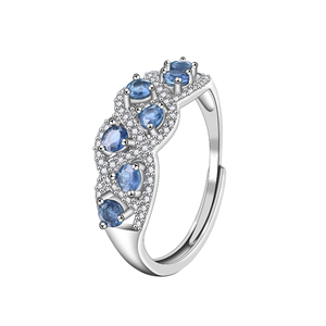 Anillo de Plata 925 Elegante con Baño de Rodio y Zafiro, Corte Brillante, Engaste de Garras, Certificado, para Mujer, Compromiso, Fiesta, Cumpleaños - Product Image 2