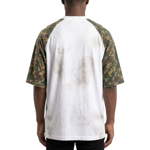 T-shirt Cropped Homme Vintage Streetwear Color Block Camouflage Coton Épais Effet Délavé au Soleil Coupe Boxy Personnalisé - Product Image 2