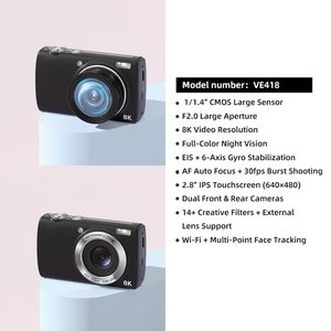 Цифровая камера 8K 2026 с Wi-Fi, 88 МП, для видеоблогинга на YouTube, с двумя объективами, сенсорным экраном, 16-кратным зумом, двумя экранами, стабилизацией изображения, компактная камера - Product Image 5