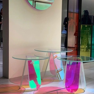 Bắc Âu đơn giản thời trang hiện đại phòng khách <span class=keywords><strong>Console</strong></span> sofa bên bảng đầy màu sắc Acrylic cầu vồng Vòng Bàn cà phê - Product Image 4