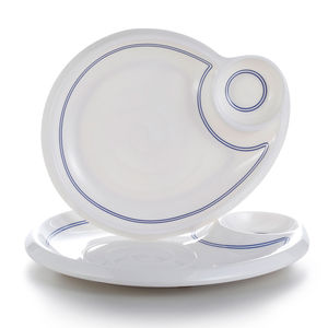 Nieuwe Stijl 9.6 Inch Zee Slak Ontwerp Melamine Witte Diner Plaat Met Blauwe Rand - Product Image 1