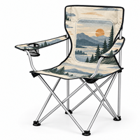 Chaise de camping portable robuste avec accoudoirs, porte-gobelet et motif logo personnalisé pour camping-car et voyages en voiture – Vente en gros