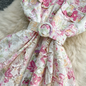 Novità da donna monopetto senza maniche in pizzo elegante con stampa bavero - Product Image 5