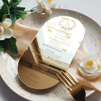 Exquisito Menú Ovalado de Acrílico Dorado con Espejo, Tarjeta de Menú Personalizada con Grabado Láser, Monograma, Texto, Decoración de Mesa para Banquete de Boda