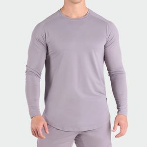 Camiseta Deportiva de Manga Larga para Hombre, con Dobladillo Curvo, de Secado Rápido, Ligera, de Poliéster/Spandex, para Correr, Entrenamiento, Gimnasio - Product Image 6