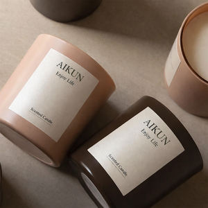 AIKUN Custom Clear Heavy Base Minimalist Scented Candle Glass Container Holder for Hotel Room Fragrance Wholesale - Product Image 4