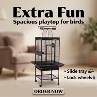 61 pouces grande taille Double pile noir en acier inoxydable métal fer perroquet canari perruche animal de compagnie grande cage à oiseaux avec roues