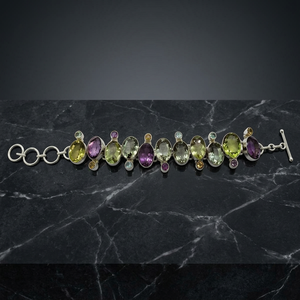 Elegant Women's 925 Silver Geometric Cute Chain & Link <b>Bracelet</b> with Multi Stones Jewelry - Product Image 2