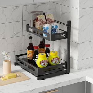 <b>Kitchen</b> Cabinet Organizer Under the Sink Shelf Storage <b>Pull</b> <b>Out</b> Drawer <b>Basket</b> Organizer and Storage Metal - Product Image 4