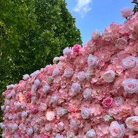 Panel Dinding Bunga Buatan Kustom Elegan 5D Sutra Mawar Peony untuk Latar Belakang Pesta Pernikahan Bayi Acara Bridal Shower