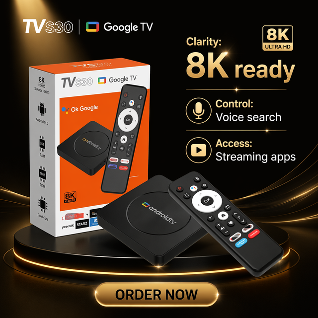 2026 TV S30 Quad Core 4K Streaming Android TV BOX STB Internet Smart OTT for Premium Android 14 Set-top TV Box