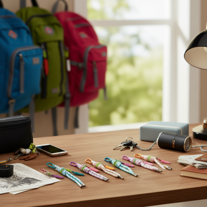 Portachiavi con cordino in piume, cordino intrecciato colorato con moschettone per chiavi e borse, 600 pezzi per scatola - Product Image 3