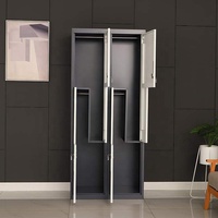 Casier en acier moderne en forme de Z, 2 colonnes, 4 portes, armoire de rangement en métal avec espace pour suspendre les vêtements, pour salle de classe ou vestiaire