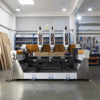Fresadora CNC de Tres Cabezales JK-9010 para Grabado en Piedra/Granito/Mármol/Piedra Arenisca/Travertino/Pizarra/Cuarzo, Controlada por PLC, Servo de 5.5kW