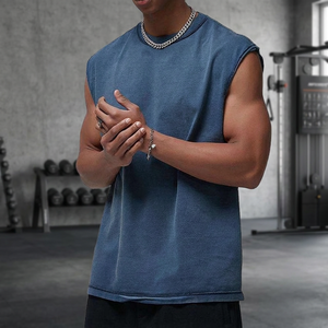 Débardeur en coton respirant anti-UV pour homme, style streetwear, coupe oversize, effet vieilli, avec logo personnalisé, populaire pour l'été, vente en gros - Product Image 3