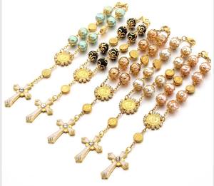 Braccialetti <span class=keywords><strong>Rosario</strong></span> Cattolici con Croce in <span class=keywords><strong>Oro</strong></span> Rosa all'Ingrosso, Bracciale <span class=keywords><strong>Rosario</strong></span> con Perline - Product Image 2