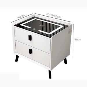 Mesa de Noche, Luz LED con Carga Inalámbrica, Puerto USB, Altavoz Bluetooth, Muebles para el Hogar, <span class=keywords><strong>Dormitorio</strong></span>, Mesita de Noche Moderna - Product Image 5