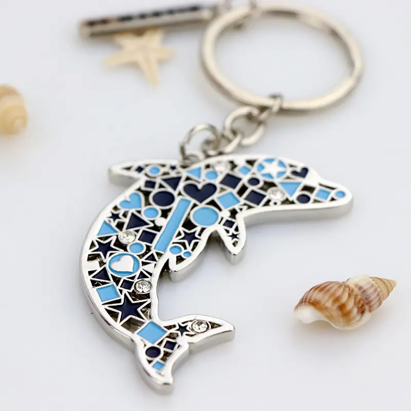 Hot Best Selling Customized Mosaic Dolphin Metal With Keychain