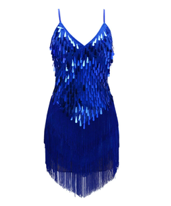 Robe de danse latine brillante avec bretelles et franges, tenue de salle de bal, jazz, rumba, samba, costume de danse de scène pour femmes - Product Image 3
