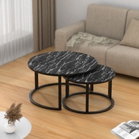 Mobilier moderne pour la maison Table en marbre blanc et métal doré Ensemble de tables basses rondes