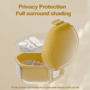 1 unidad de estuche portátil de plástico para prótesis dentales, multifuncional, con almacenamiento de herramientas, capas para secado y limpieza por inmersión - Product Image 6