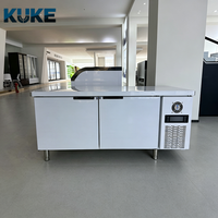 Table de préparation réfrigérée commerciale à refroidissement par air, plan de travail en acier inoxydable avec réfrigérateur sous comptoir pour cuisine de restaurant