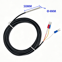 Sonde de résistance en platine simple PT100 à 3 fils, classe 1, câble PVC noir 4x50mm, sonde en acier inoxydable, câble flexible RTD
