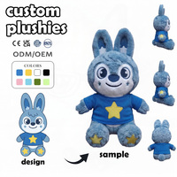 Juguetes de Peluche Personalizados OEM/ODM, Mini Conejito con Camiseta de Estrella, Recuerdos de Acuario, Hello Kitty, Kugigs, Peluches Personalizados