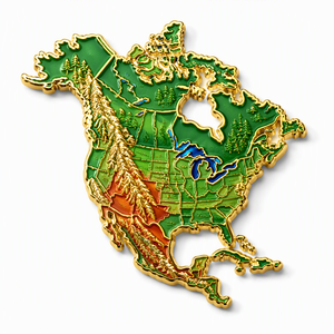 Imán de Refrigerador de Metal Esmaltado Suave con Mapa de América del Norte, Personalizado con Logotipo, Directo de Fábrica, Ecológico, Regalo - Product Image 1