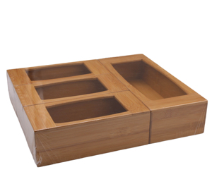 Hot Selling Bamboo Storage Box Kitchen Drawer Organizer Ziplock Bag Storage Organizer for Gallon Snack Quart Sandwich Bag
