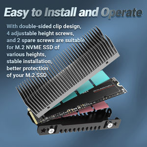 مشتت حراري <span class=keywords><strong>M</strong></span>.2 عالي الجودة من مصنع JEYI، مصنوع من سبائك الألومنيوم مع زعانف تبريد، تبريد سلبي لـ NVMe/NGFF SSD، طراز Godfins Gen1 عالي الجودة - Product Image 5
