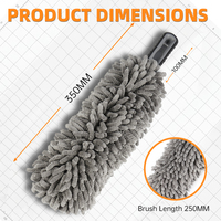 Brosse à poussière professionnelle en microfibre chenille bleue, sans rayures, pour l'intérieur de la voiture, tableau de bord, aérateurs, console