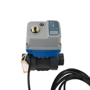 2-weg Upvc 1 1/2 "24V Slimme Elektrische Stroomregeling Echte Unie Waterbehandeling Actuator Roterende Kogelklep Plastic Dn65