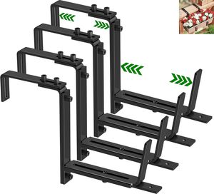 헤비 듀티 Z 자형 데크 난간 벽걸이 조정 가능한 화분 상자 브래킷 팩 <span class=keywords><strong>2</strong></span>/4/6 커넥터 및 선반 지원 - Product Image 2