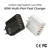 Pengisi Daya Ponsel Cepat 65W 5 Port PD QC3.0 Pengisi Daya Dinding Colokan US EU UK Grosir OEM ODM