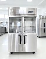 Réfrigérateur commercial à porte vitrée en acier inoxydable 304, réfrigérateur vertical à refroidissement par air pour supermarché et magasin de détail