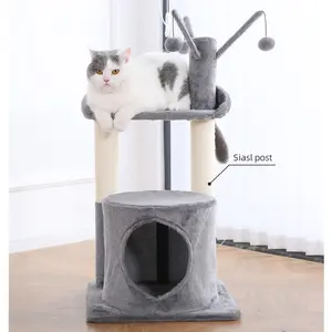 Produits pour animaux de compagnie Grand mât en peluche réglable Kitty Tower Amovible Cat Teaser Pole Cat Tree