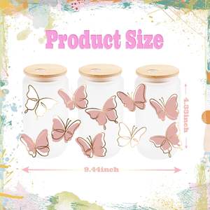 UV DTF <span class=keywords><strong>Cup</strong></span> Wrap-Animales Impreso 16oz Libbey <span class=keywords><strong>Glass</strong></span> <span class=keywords><strong>Cup</strong></span> PNG Wrap, Listo para aplicar <span class=keywords><strong>Cup</strong></span> Wrap - Product Image 2