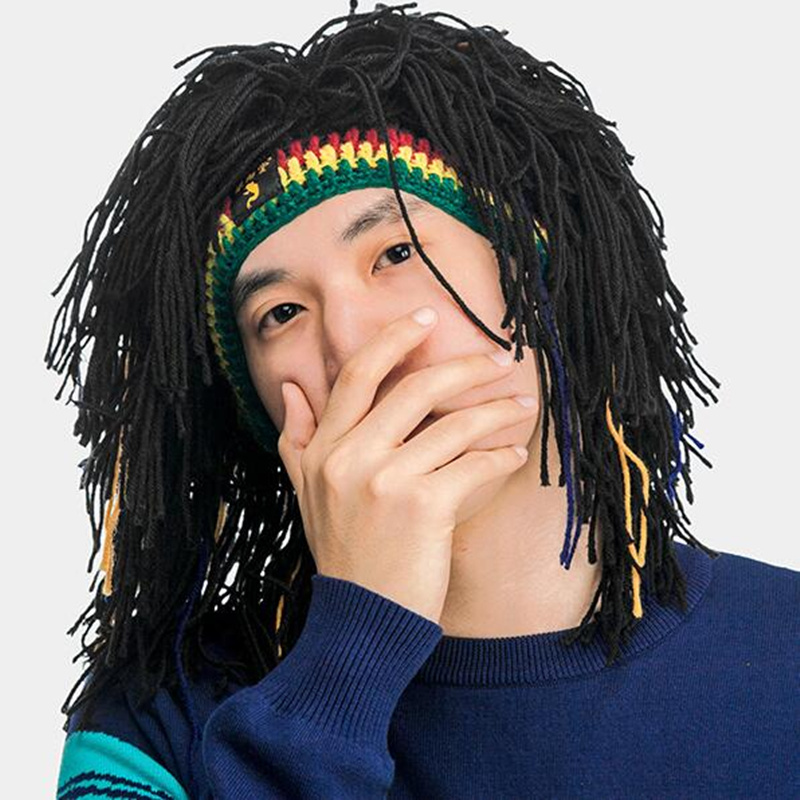 Забавный парик борода шляпы ручной работы вязаные Ретро Хиппи шапочка Rasta шляпа с дредами кепки для Хэллоуина