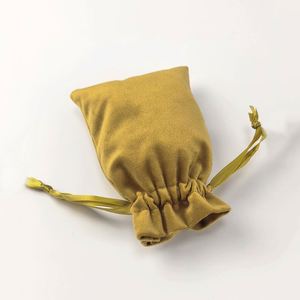 Sac à cordon en velours épais orange-rouge, pochette cadeau en flanelle douce pour bijoux, cosmétiques, cadeaux de mariage, taille/logo personnalisés - Product Image 4