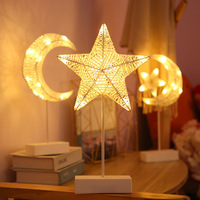 Éclairage de table blanc pour le Ramadan, Eid Mubarak, lumière LED en forme de lune et d'étoile pour la décoration de fête musulmane de l'Eid