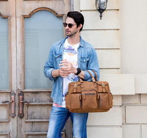 Sacoche pour ordinateur portable en cuir de vache véritable pour hommes, sac à main de voyage d'affaires grande capacité, sac à bandoulière décontracté et élégant - Product Image 4