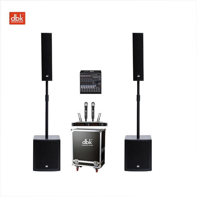 DBK Professional Portable DJ Party Stage Sound  Line Array 4 X4 Columns Pro Column Speaker 12 Inch Active Subwoofer PA System