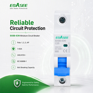 Disjoncteur miniature EBASEE MCB 6kA 10kA 1P 2P 3P 4P <span class=keywords><strong>32A</strong></span> 63A 80A AC Modulaire sur rail DIN - Product Image 3