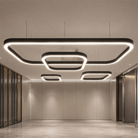 Lampe suspendue à profil incurvé personnalisé coin arrondi carré rectangle Led suspension linéaire pour magasins salle de sport bureau
