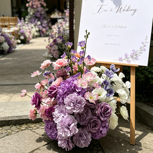 Dreamy Gradient Lavender Purple Blush Pink <b>Artificial</b> Table Centerpiece Floral Arrangement for Wedding Reception - Product Image 3