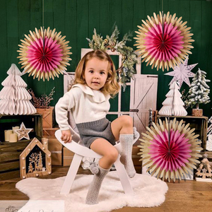 3 Schicht Farbe Mode handgemachte Falt fächer Papier Stern Laterne Weihnachts schmuck Party zubehör Dekorationen - Product Image 4