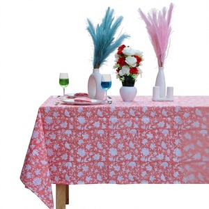 Mantel con Estampado Floral, Cubierta de Mesa de Algodón Rosa, Mantel Francés Rectangular, Decoración para Mesa de Comedor - Product Image 1